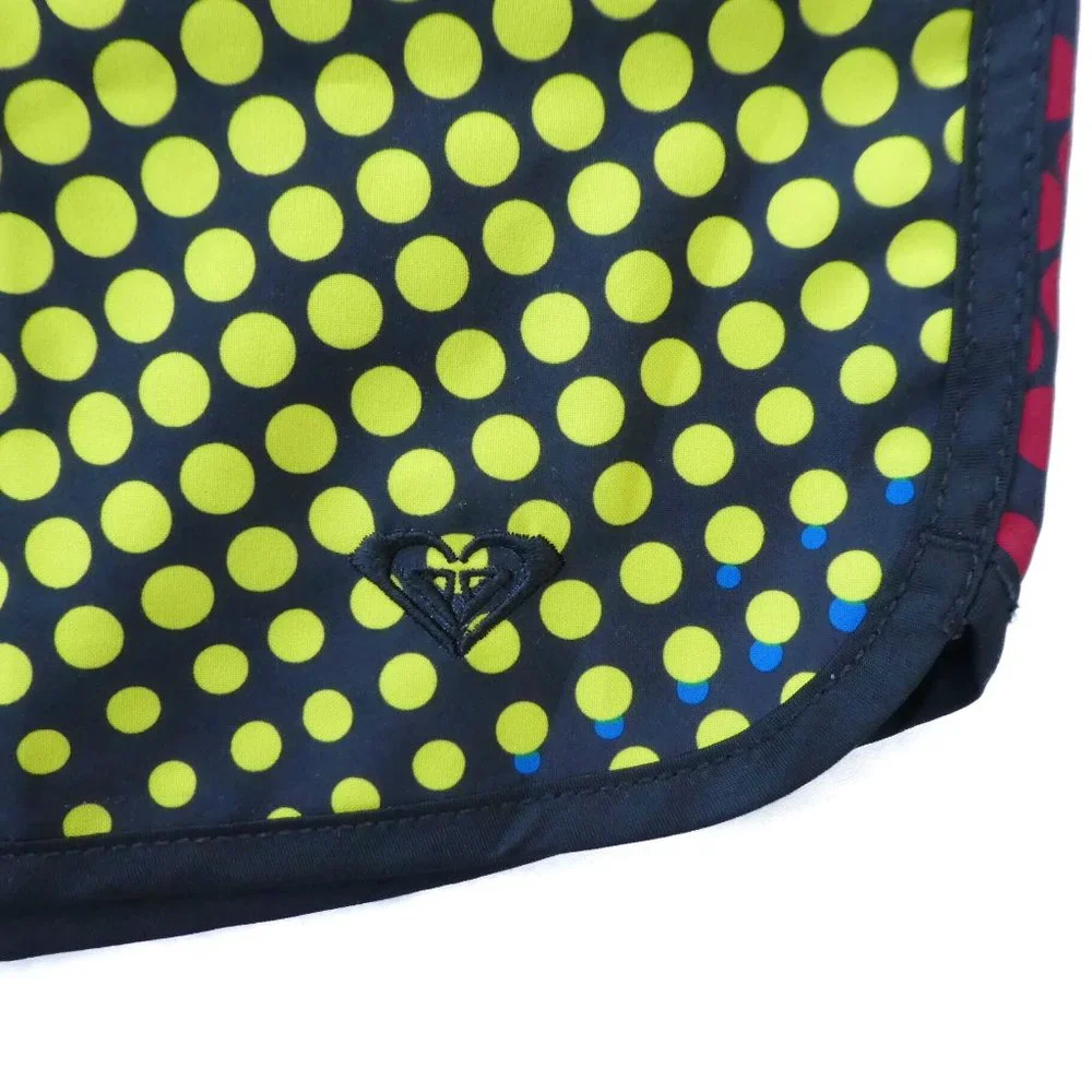 Roxy Shorts Surfer Coconut Girl Yellow Red Black Polka Dot Retro Psychedelic M